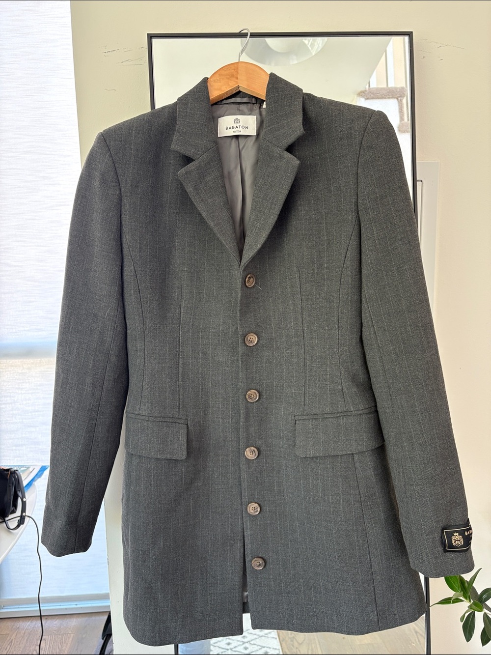 Babaton Dark Charcoal Pinstripe Tailored Blazer